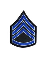 3.25"W Staff Sergeant Chevrons, Royal/White on Black, Pair