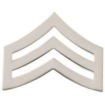 1" Sergeant Chevrons Silver Collar Pin, Pair