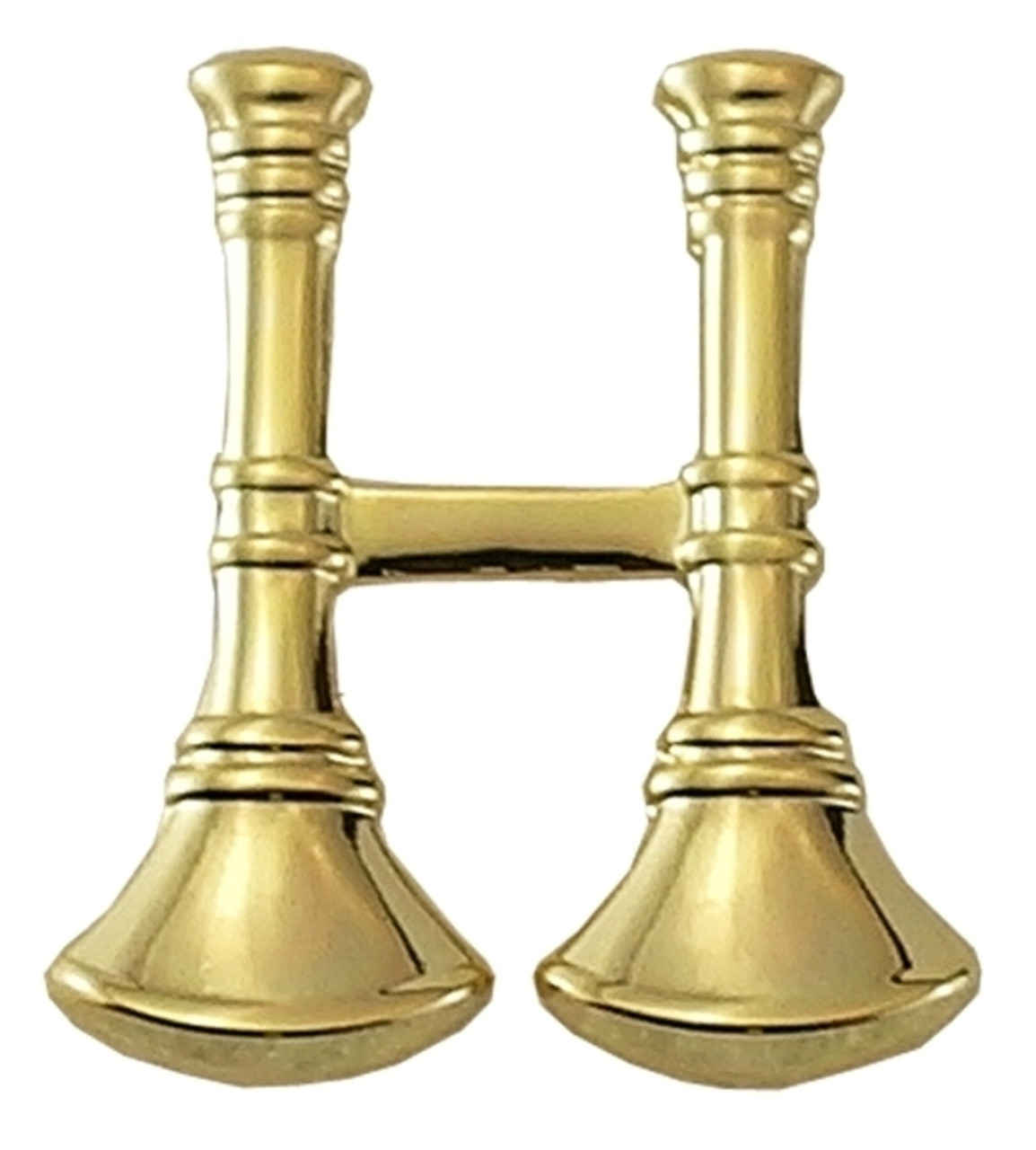 2 Parallel Horns, Captain, Gold Clutch Back, Pair