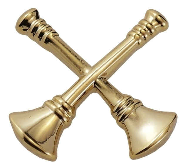 2 Crossed Horns, Captain, Gold Clutch Back, Pair