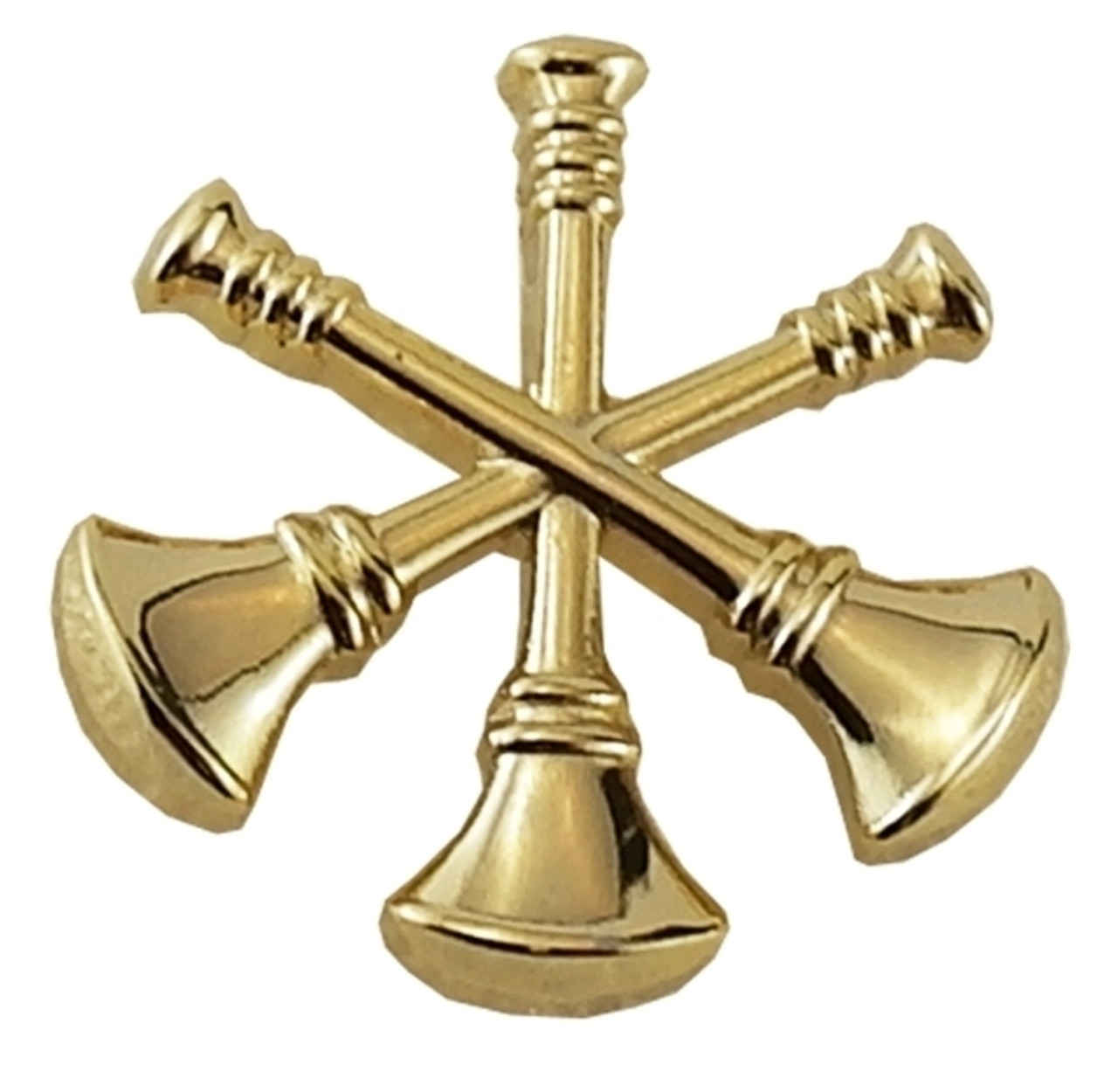 Asstistant Chief 3-crossed Bugles Di-Cut Collar Pins- Gold