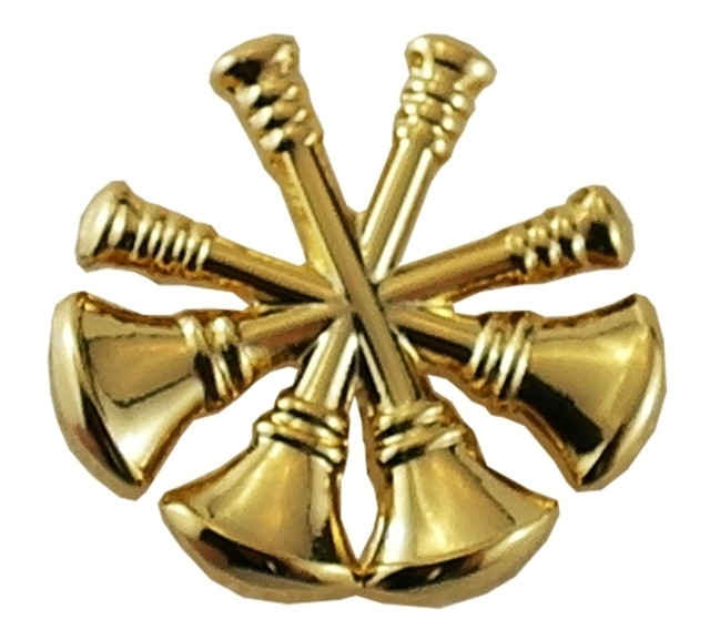 4 Crossed Horns, Deputy Chief, Gold, Clutch Back, Pair