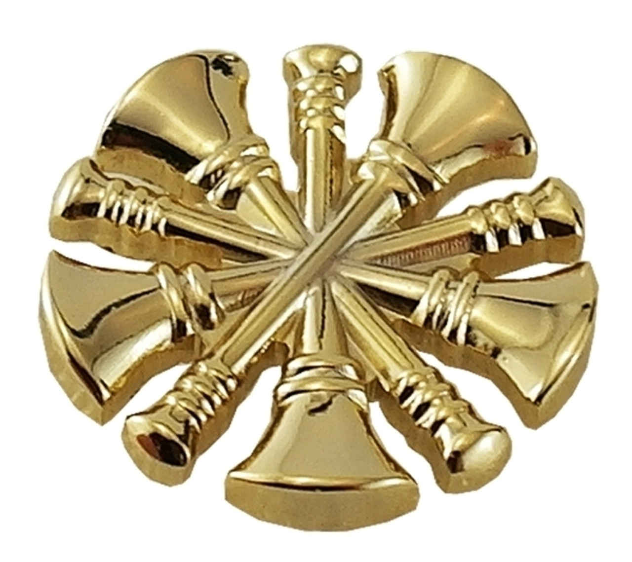 5 Crossed Horns, Chief, Gold Clutch Back, Pair