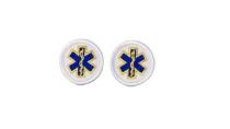 Metallic Gold on White Star of Life Collar Patches, PAIR