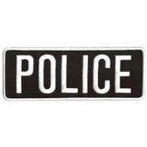 Police Patch- 11 X 4", White on Black