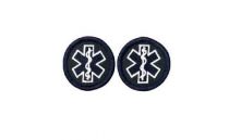 STAR of LIFE White on Navy, EMS Star of Life Collar Patches, PAIR