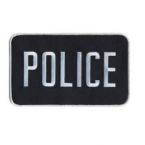 Police Cap Size Patch, 2" X 4"- White/ Blue Reflective