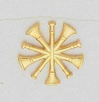 Fire Rank 5-crossed bugles, Chief Insignia Di-Cut Collar Pin