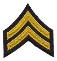 Corporal Chevrons- 3" Wide Light Gold on Midnight